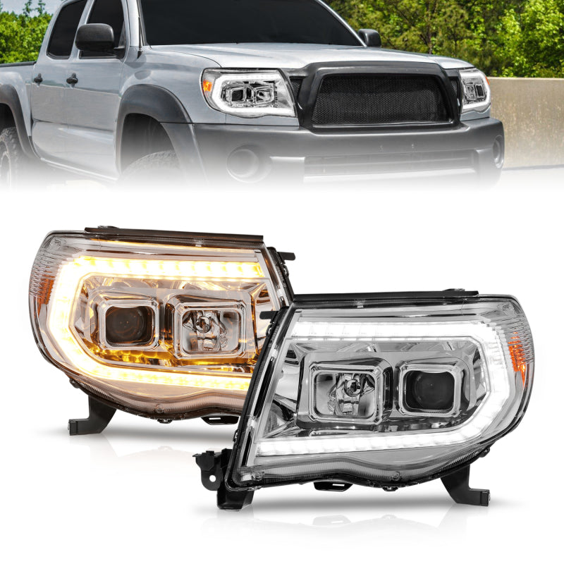 ANZO 05-11 Toyota Tacoma Projector Headlights w/Light Bar Switchback Chrome Housing -  Shop now at Performance Car Parts