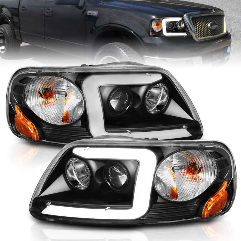 ANZO 1997-2003 Ford F-150 Projector Headlights w/ Light Bar Black Housing -  Shop now at Performance Car Parts