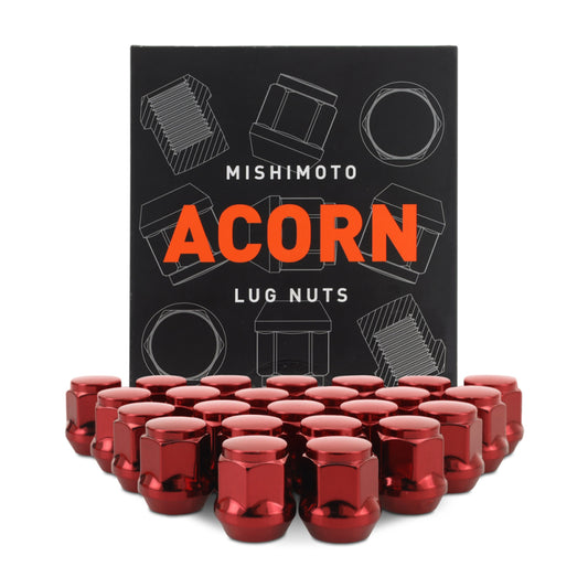 Mishimoto Steel Acorn Lug Nuts M14 x 1.5 - 24pc Set - Red -  Shop now at Performance Car Parts