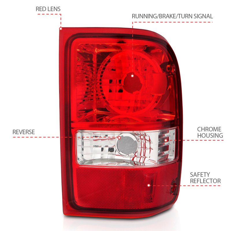 ANZO 2001-2011 Ford Ranger Taillights w/ Red/Clear Lens (OE Replacement) Pair -  Shop now at Performance Car Parts