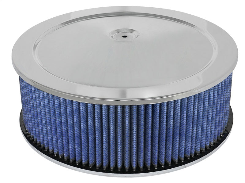 aFe MagnumFLOW Air Filters Round Racing P5R A/F Chrome Assy 14x5: Blk/Blue E/M -  Shop now at Performance Car Parts
